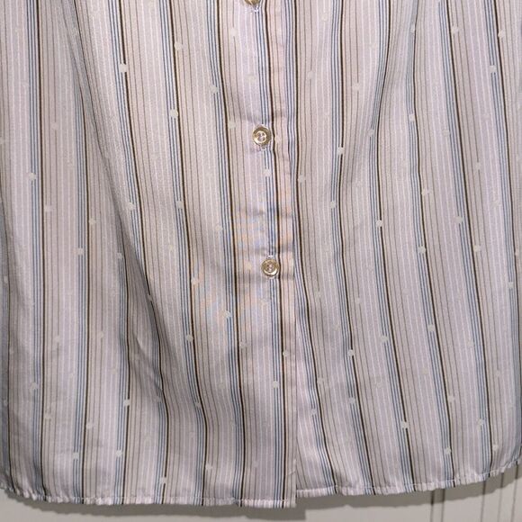 Vintage 70s/80s Haberdashery Striped Button-Up Polyester Blouse with polka dots - Picture 3 of 8